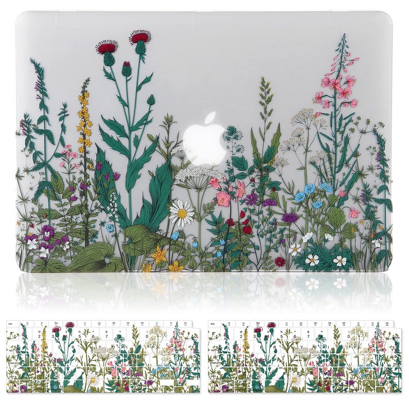 iDonzon Case for MacBook Air 13 inch M1 A2337 A2179 A1932 2022-2018 Release, 3D Effect Matte Clear See Through Hard Cover&Keyboard Cover Compatible Air 13.3 with Retina Display Touch ID, Garden Flower - Image 1